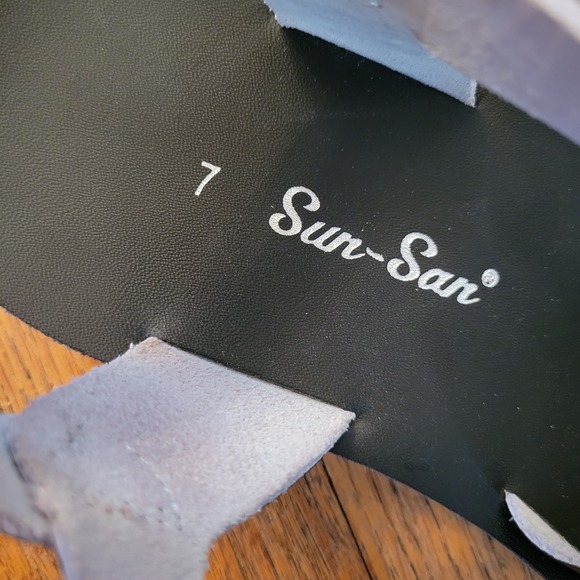 Sun San Sandals Black Leather Strappy Buckle 7 Summer Comfort Neutral Beach - Picture 8 of 9